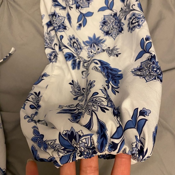 SHEIN Mulvari Floral Tie Neck Bishop Sleeve Dress Size US Large - Picture 4 of 6